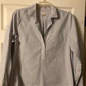 J Crew Popover 1/2 Button down striped blouse